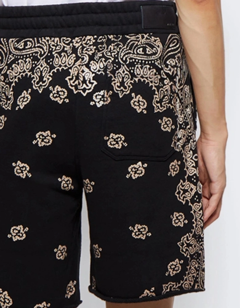 BANDANA BLEACH SHORTS BLACK