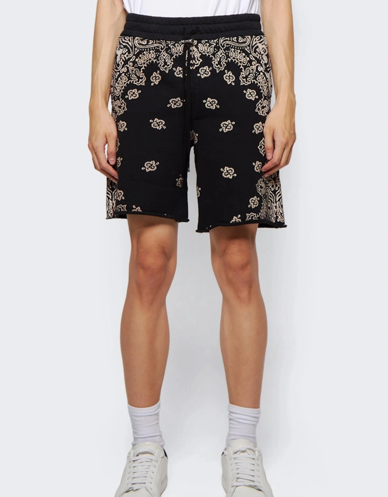 BANDANA BLEACH SHORTS BLACK