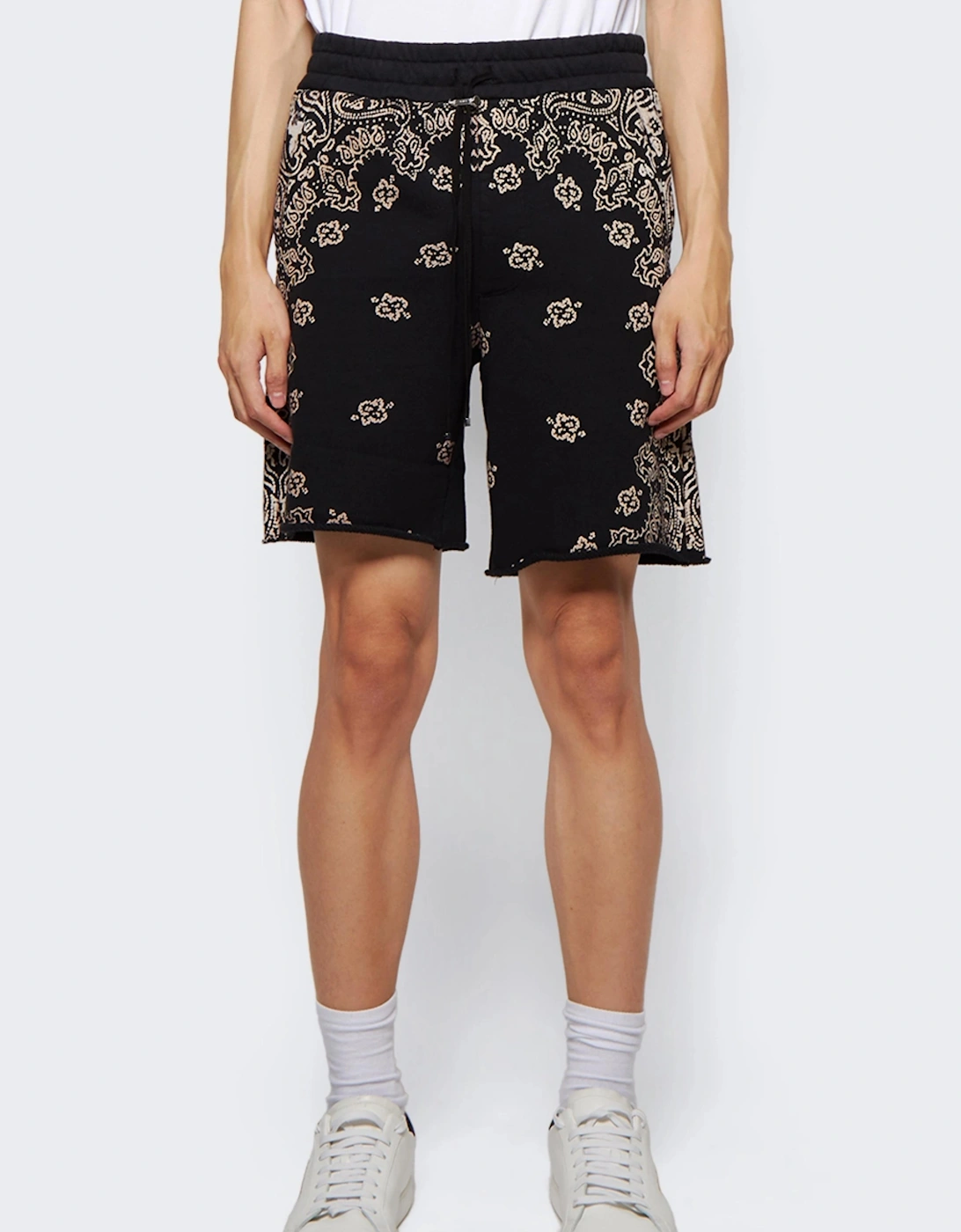 BANDANA BLEACH SHORTS BLACK
