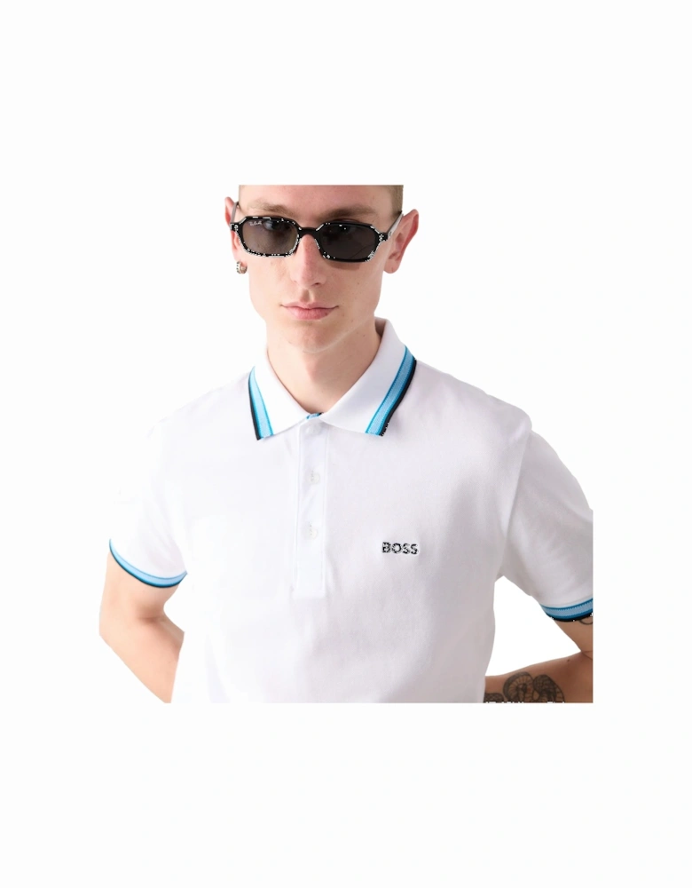 BOSS Paddy Piqué Polo Shirt Open White/Blue