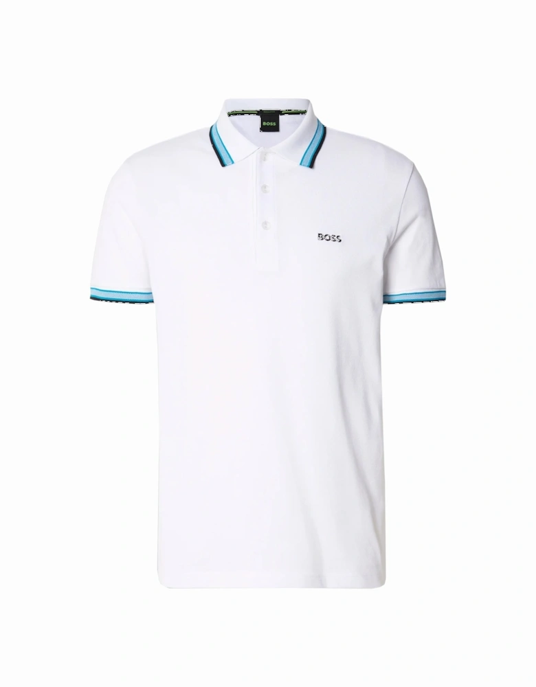 BOSS Paddy Piqué Polo Shirt Open White/Blue