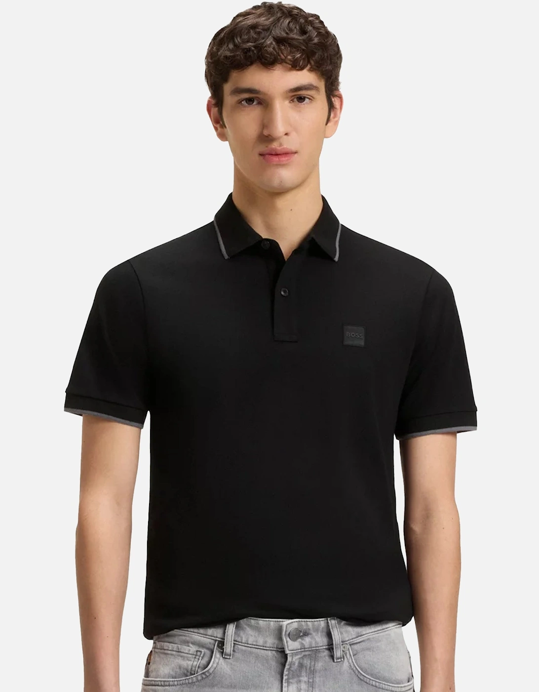 BOSS Slim Fit Passertip Polo Shirt Black