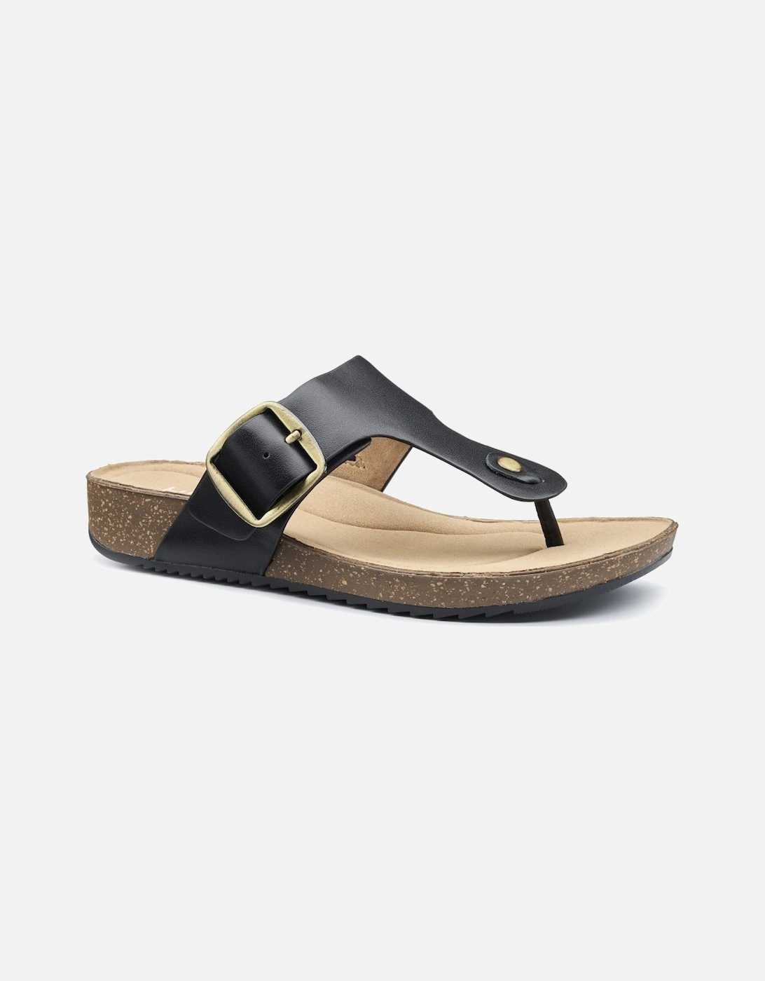 Hotter Women's Black Resort Toe Post Sandals - Size: 4.5
