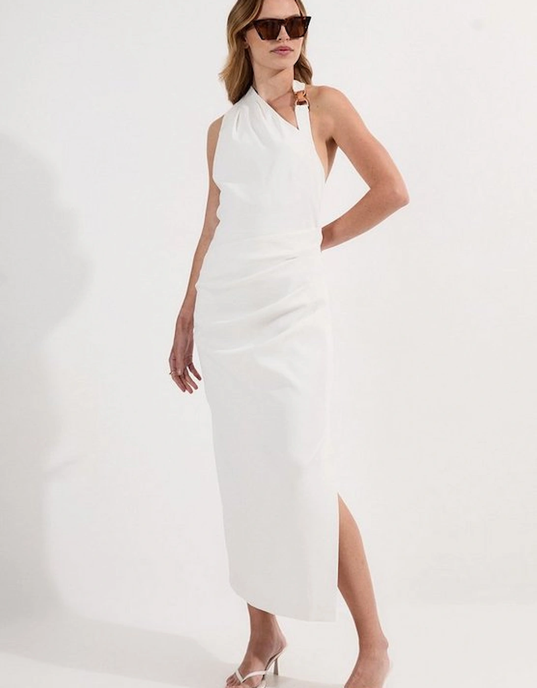 Polished Tailored Asymmetric Back Midi Dress, 4 of 3