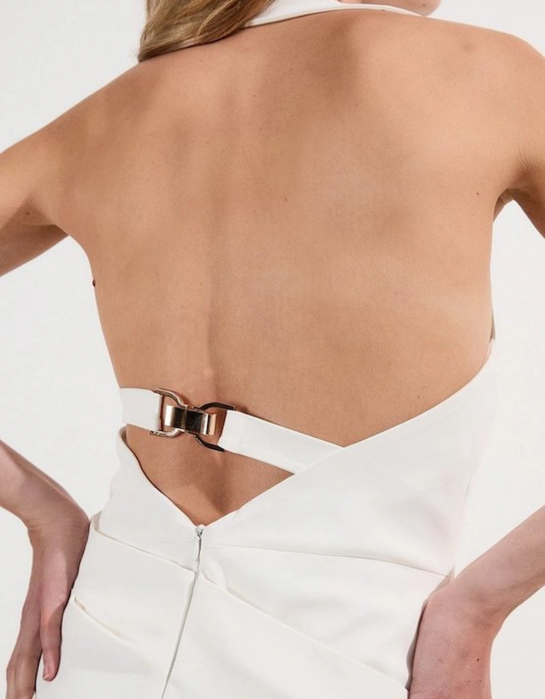 Polished Tailored Asymmetric Back Midi Dress