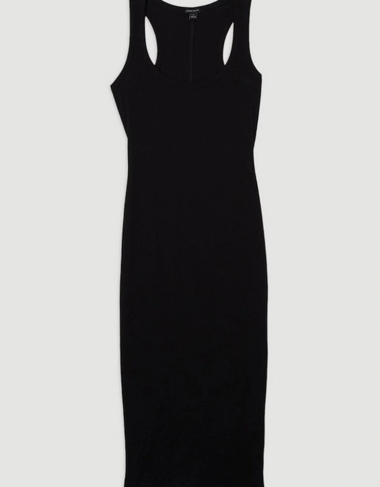 Compact Jersey Rib Racer Midi Dress
