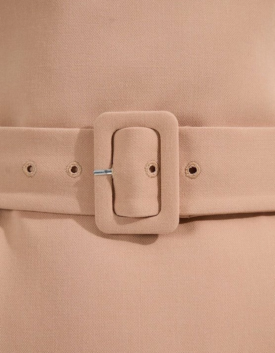 Compact Essential Belted Tailored Midi Dress