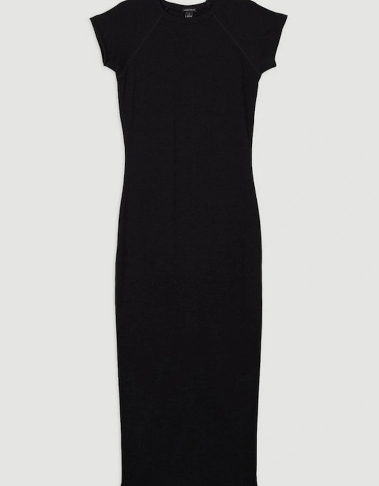 Compact Jersey Rib Cap Sleeve Maxi Dress