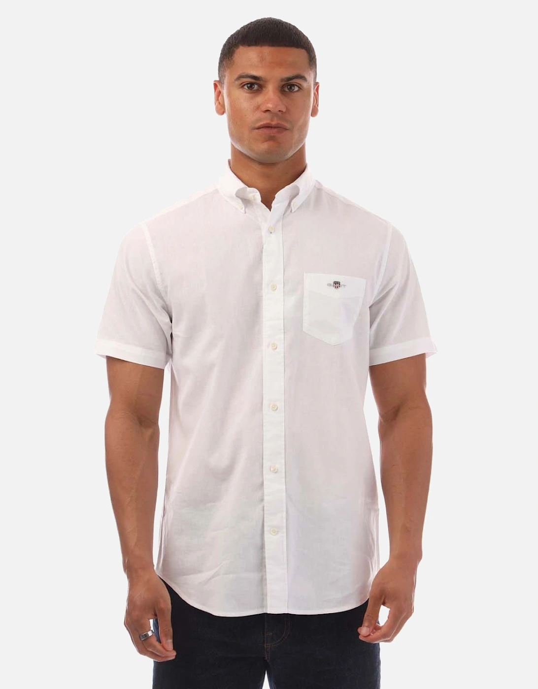Regular Fit Cotton Linen Short Sleeve Shirt, 5 of 4