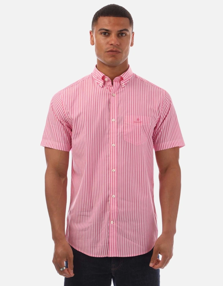 Regular Fit Striped Short Sleeve Broadcloth Shirt