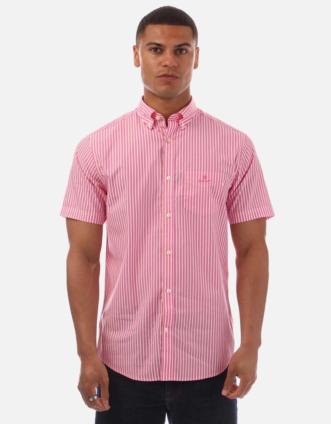Regular Fit Striped Short Sleeve Broadcloth Shirt, 5 of 4