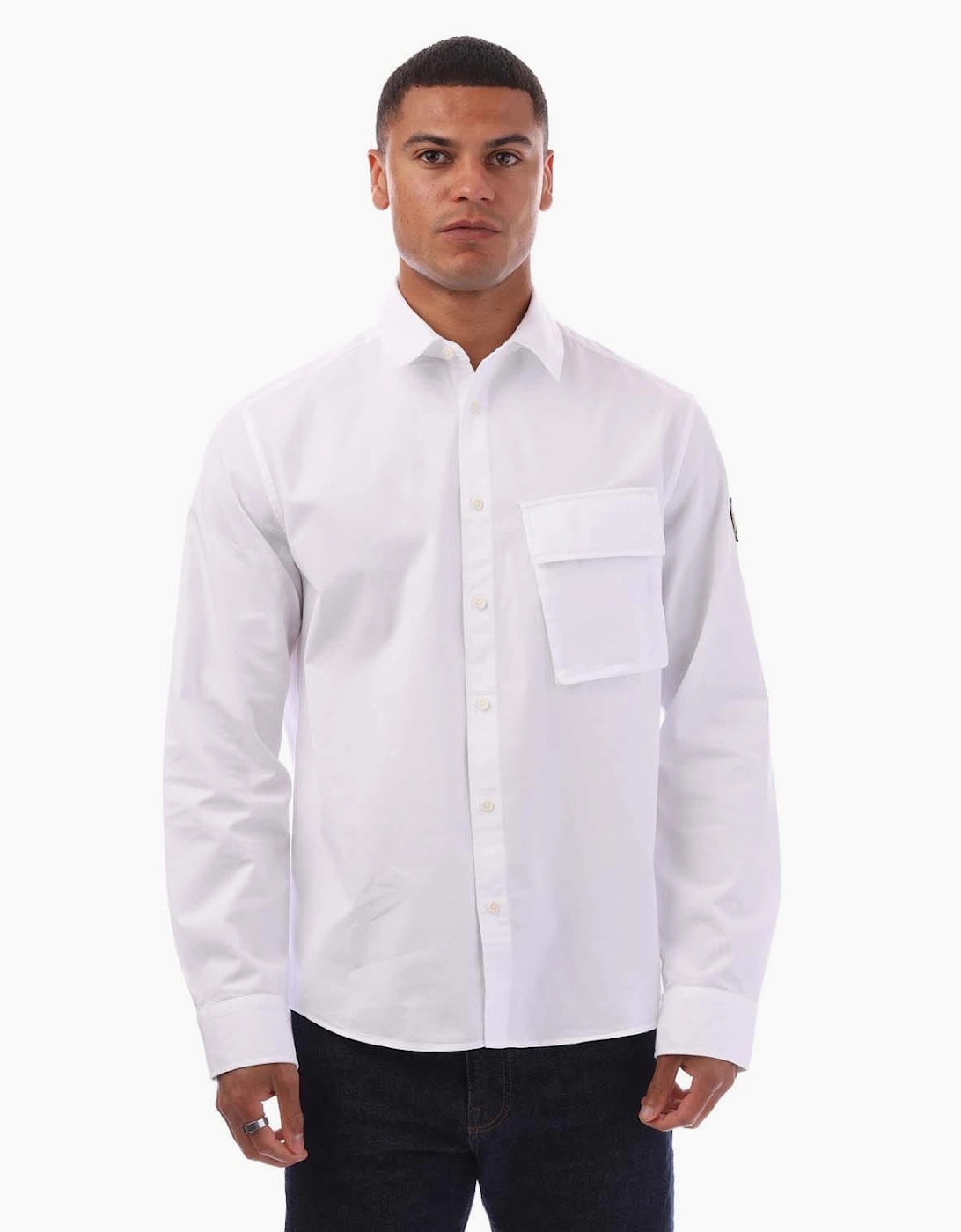 Belstaff Men's White Gart Dye Cotton Scale Shirt M