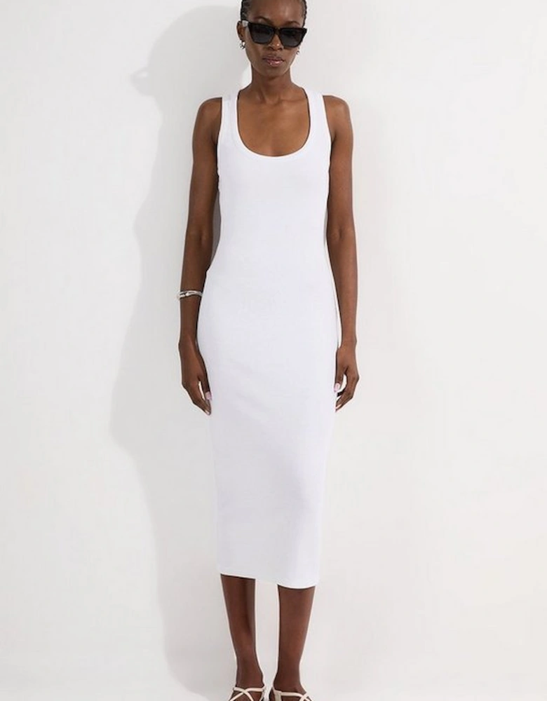Compact Jersey Rib Racer Midi Dress