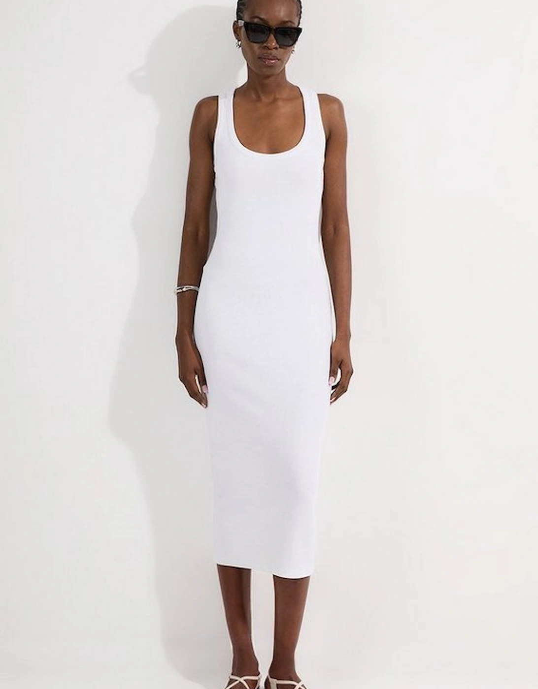 Compact Jersey Rib Racer Midi Dress, 5 of 4