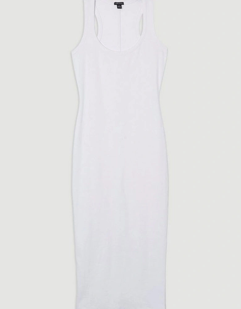 Compact Jersey Rib Racer Midi Dress