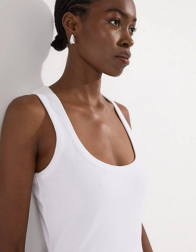 Compact Jersey Rib Racer Midi Dress