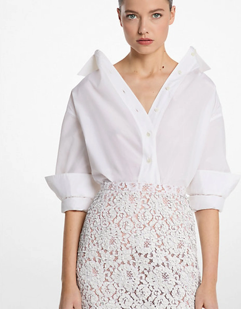 Silk and Cotton Taffeta Portrait Collar Shirt