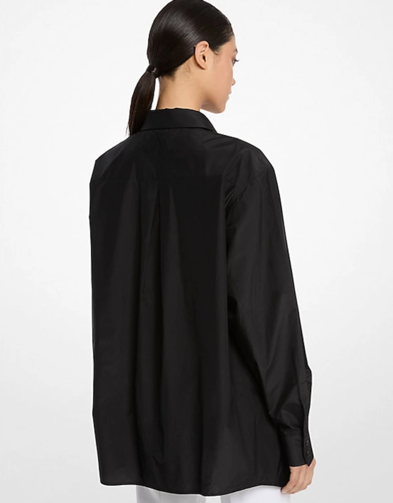 Silk and Cotton Taffeta Portrait Collar Shirt