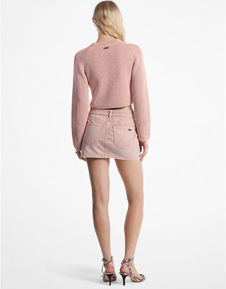 Garment-Dyed Denim Mini Skirt