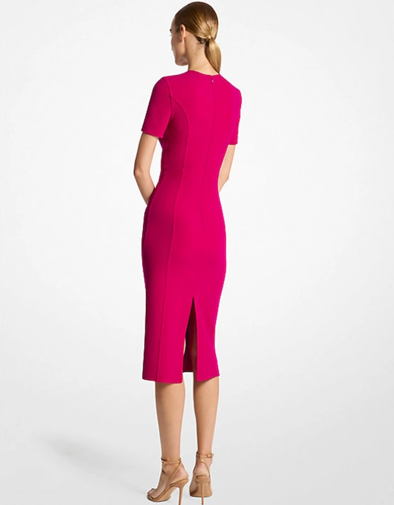 Double Faced Stretch Wool Sheath Dress