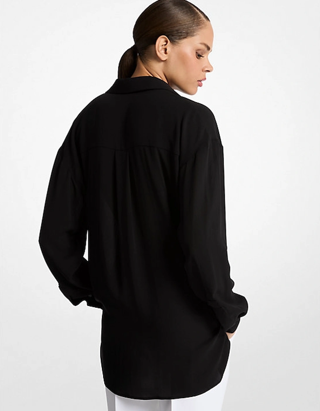 Silk Georgette Tie-Front Shirt