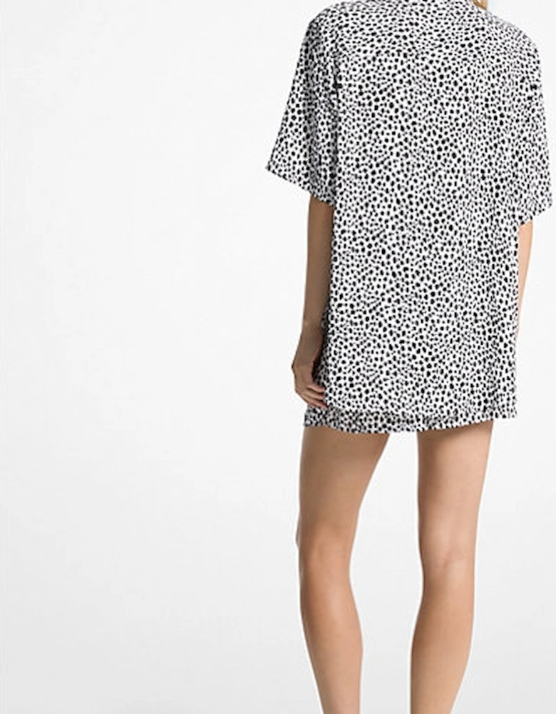 Cheetah Print Satin Camp Shirt