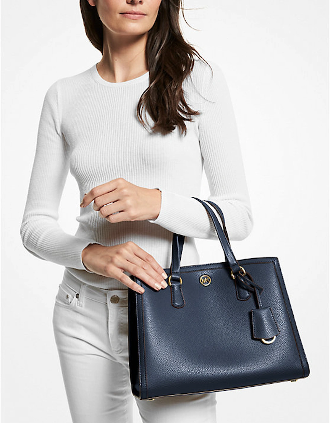 Chantal Medium Pebbled Leather Satchel