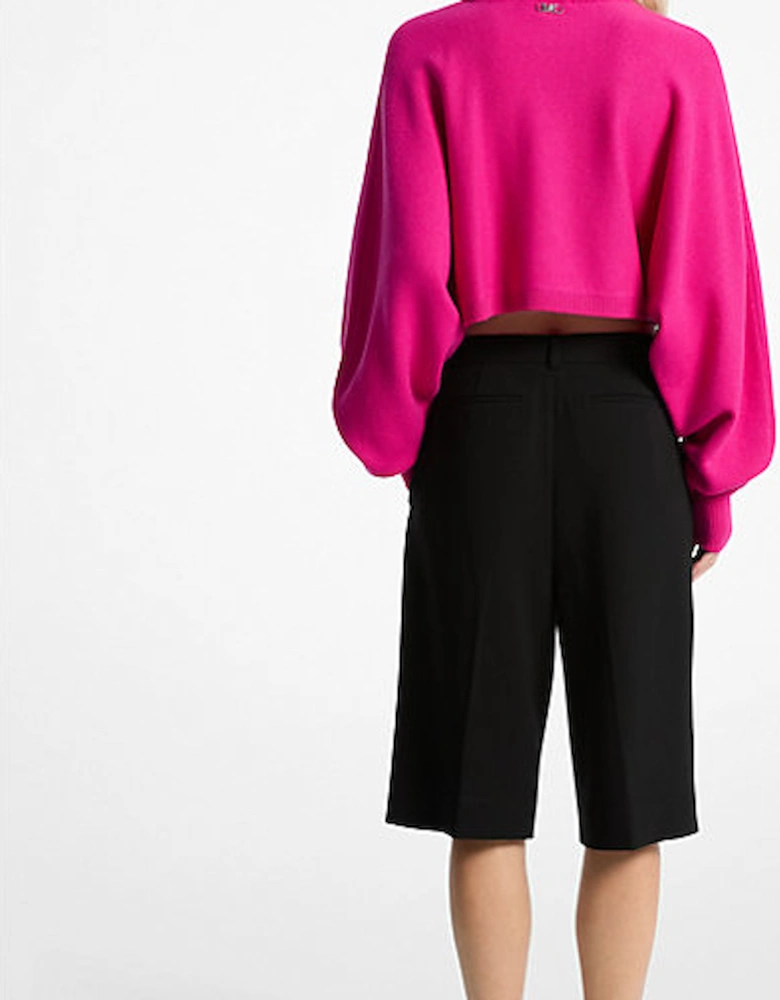 Crepe Pleated Bermuda Shorts