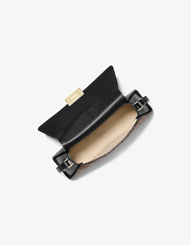 Ludlow Medium Leather and Cheetah-Print Calf Hair Shoulder Bag