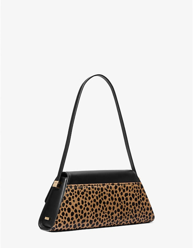 Ludlow Medium Leather and Cheetah-Print Calf Hair Shoulder Bag