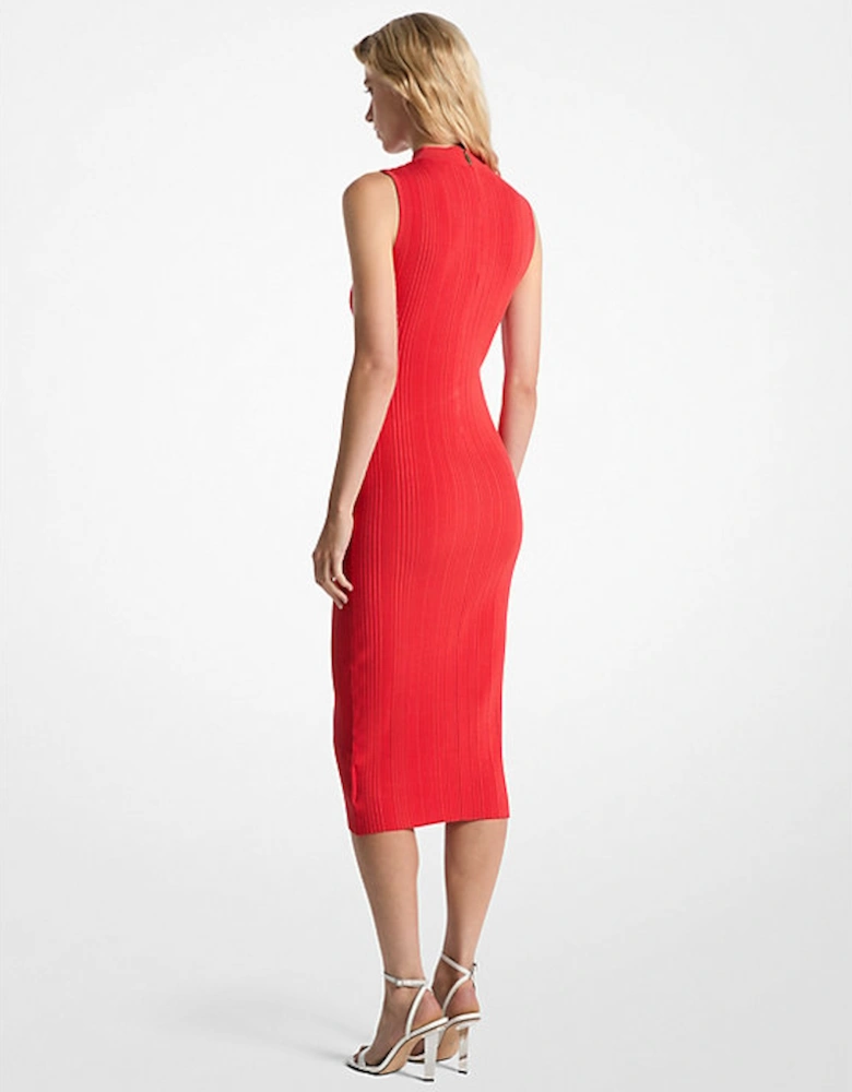 Ribbed Mock Neck Midi Dress
