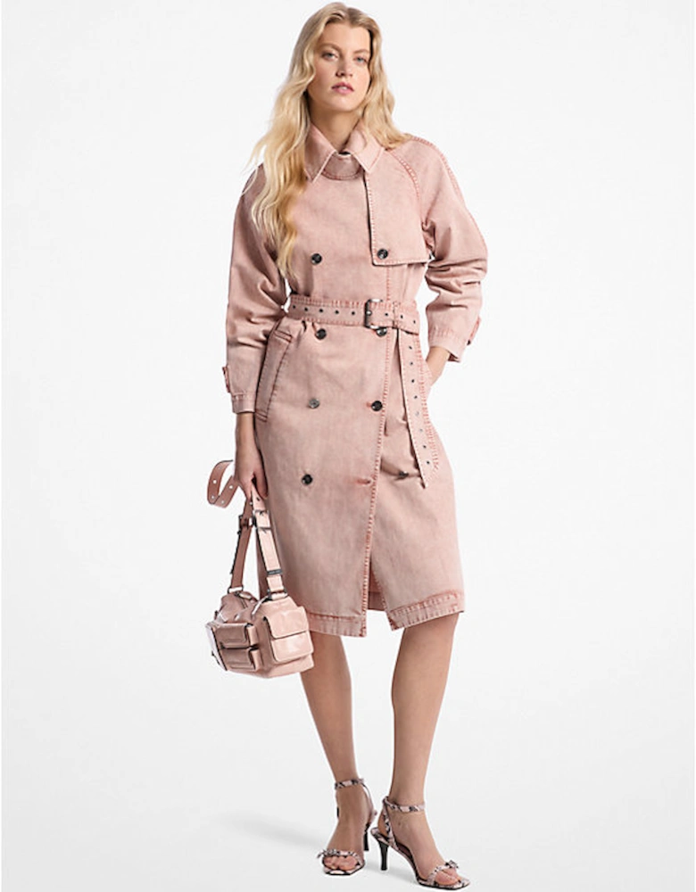 Garment-Dyed Denim Trench Coat