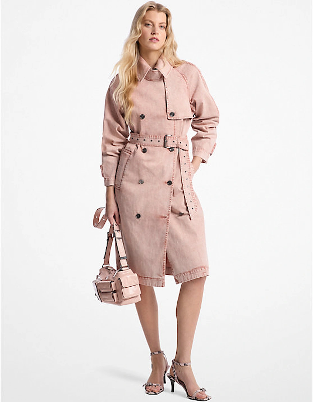 Garment-Dyed Denim Trench Coat