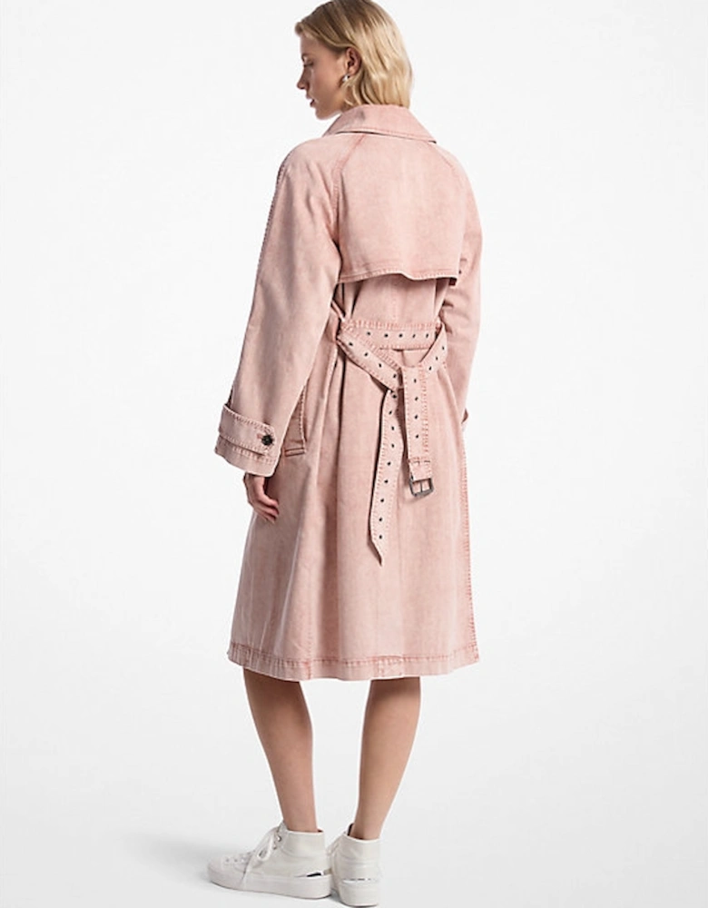 Garment-Dyed Denim Trench Coat