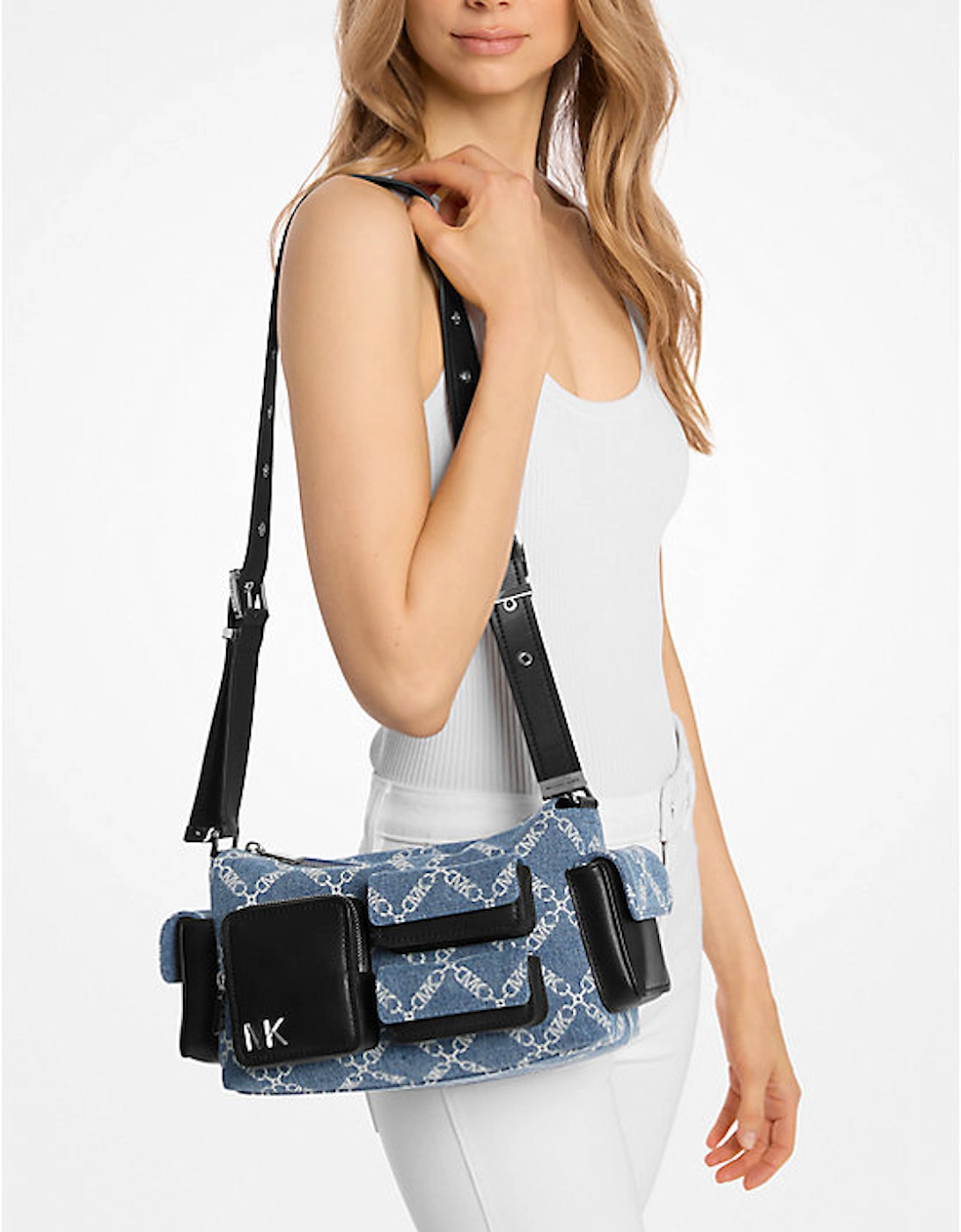 Dakota Medium Empire Diamond Jacquard and Leather Shoulder Bag