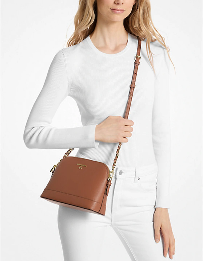 Large Saffiano Leather Dome Crossbody Bag