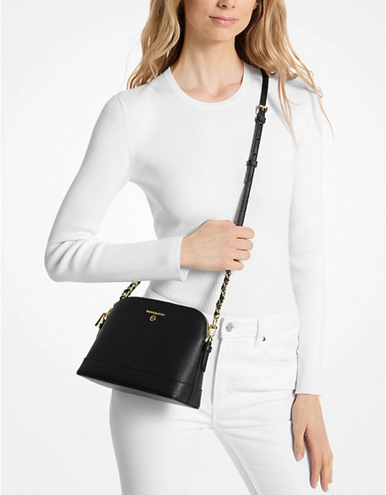 Large Saffiano Leather Dome Crossbody Bag