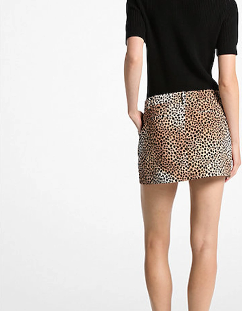 Cheetah Print Stretch Crepe Mini Skirt