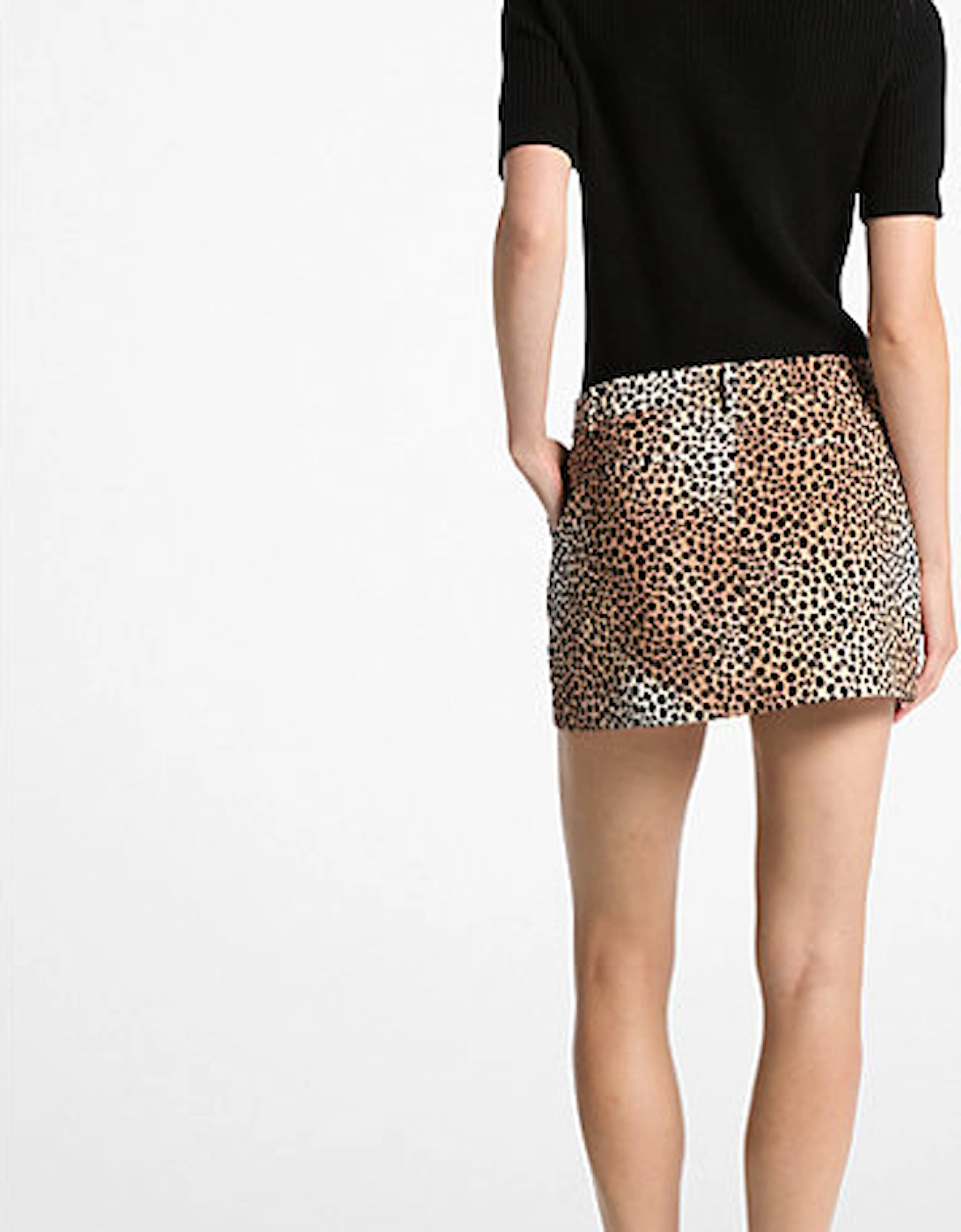 Cheetah Print Stretch Crepe Mini Skirt