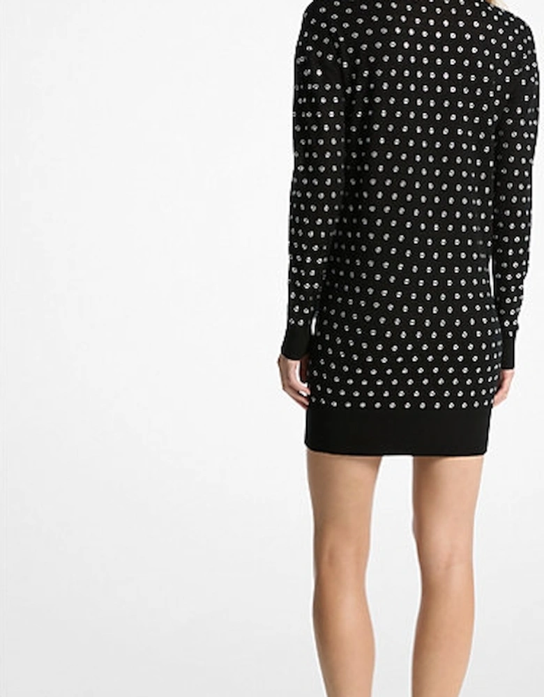 Grommet-Embellished Wool Dress