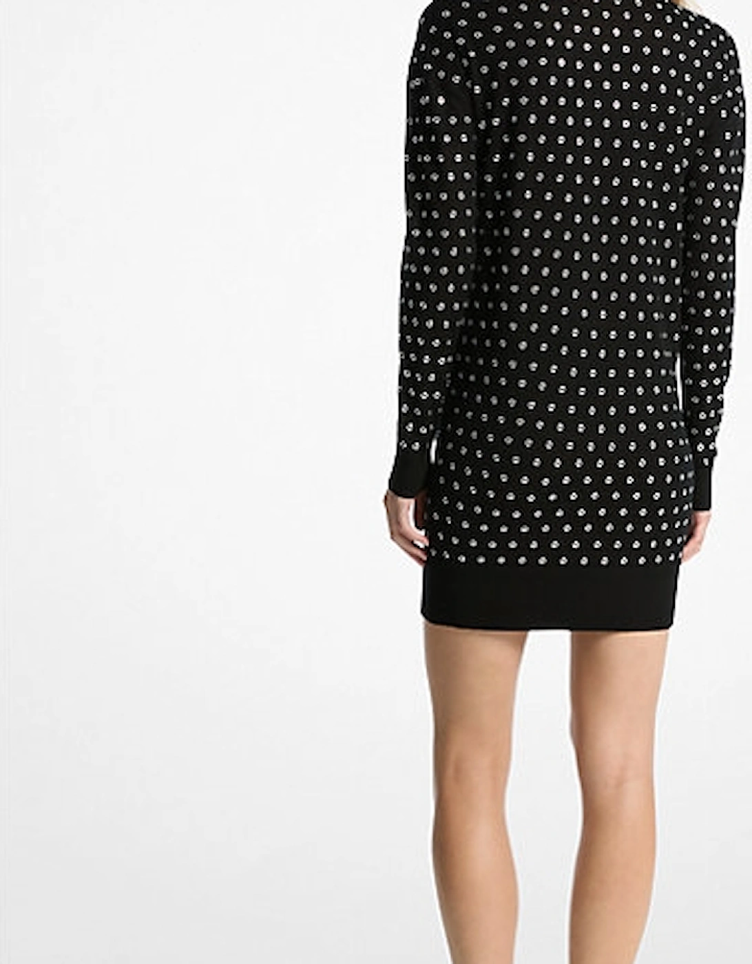 Grommet-Embellished Wool Dress