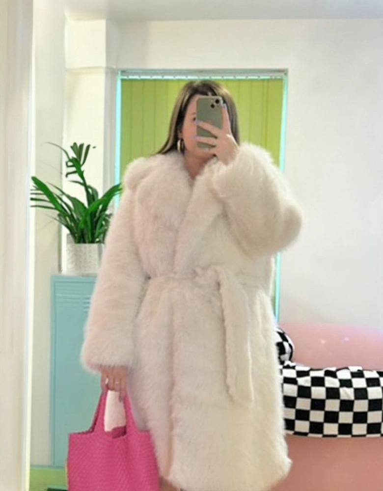 The Mila Bamboo Faux Fur Cream Coat