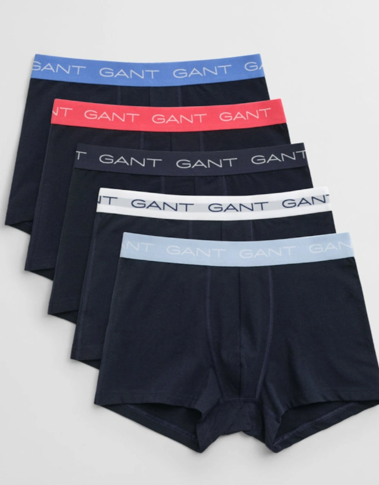 5-Pack Regular Waist Boxer Trunks, Evening Blue