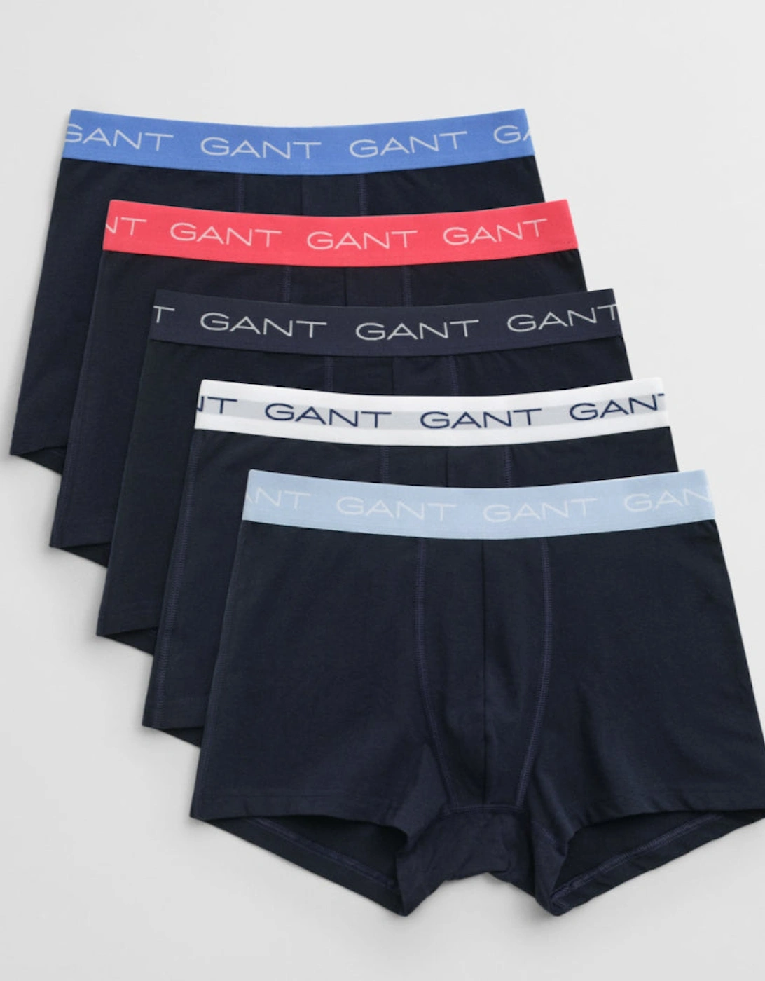 Gant Men's Black 5-Pack Regular Waist Boxer Trunks, Evening Blue - : 32/34/35 Large