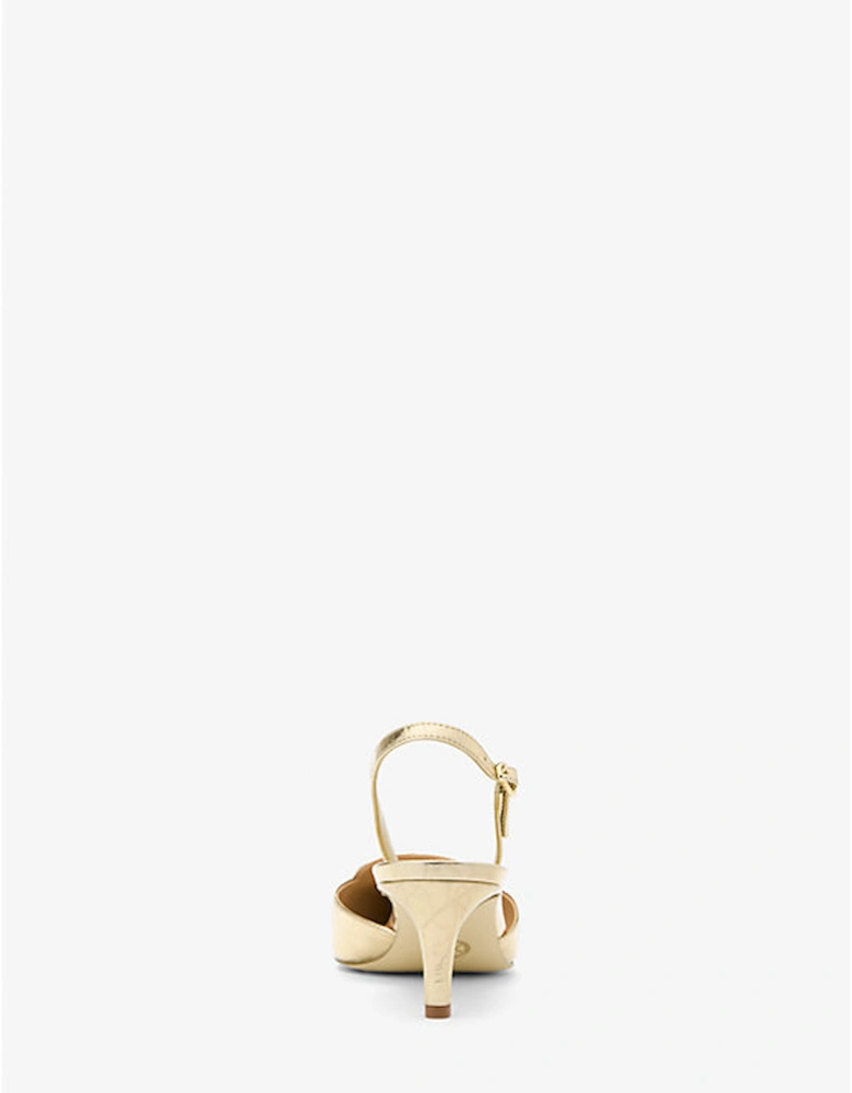 Lena Crackled Metallic Leather Slingback Pump