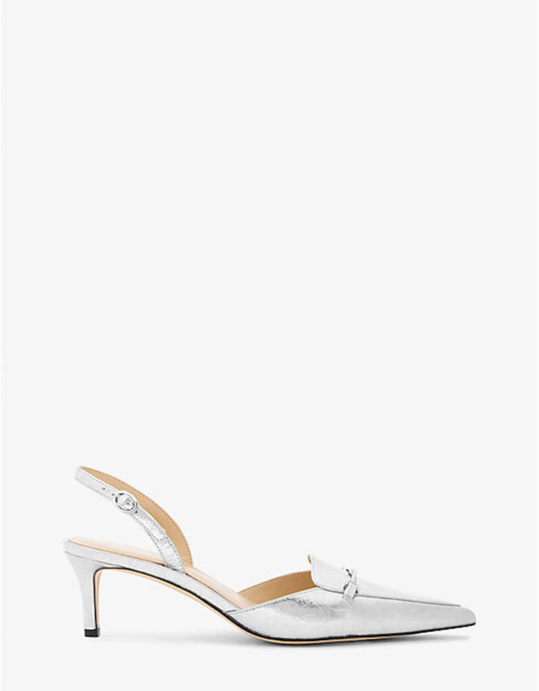 Lena Crackled Metallic Leather Slingback Pump
