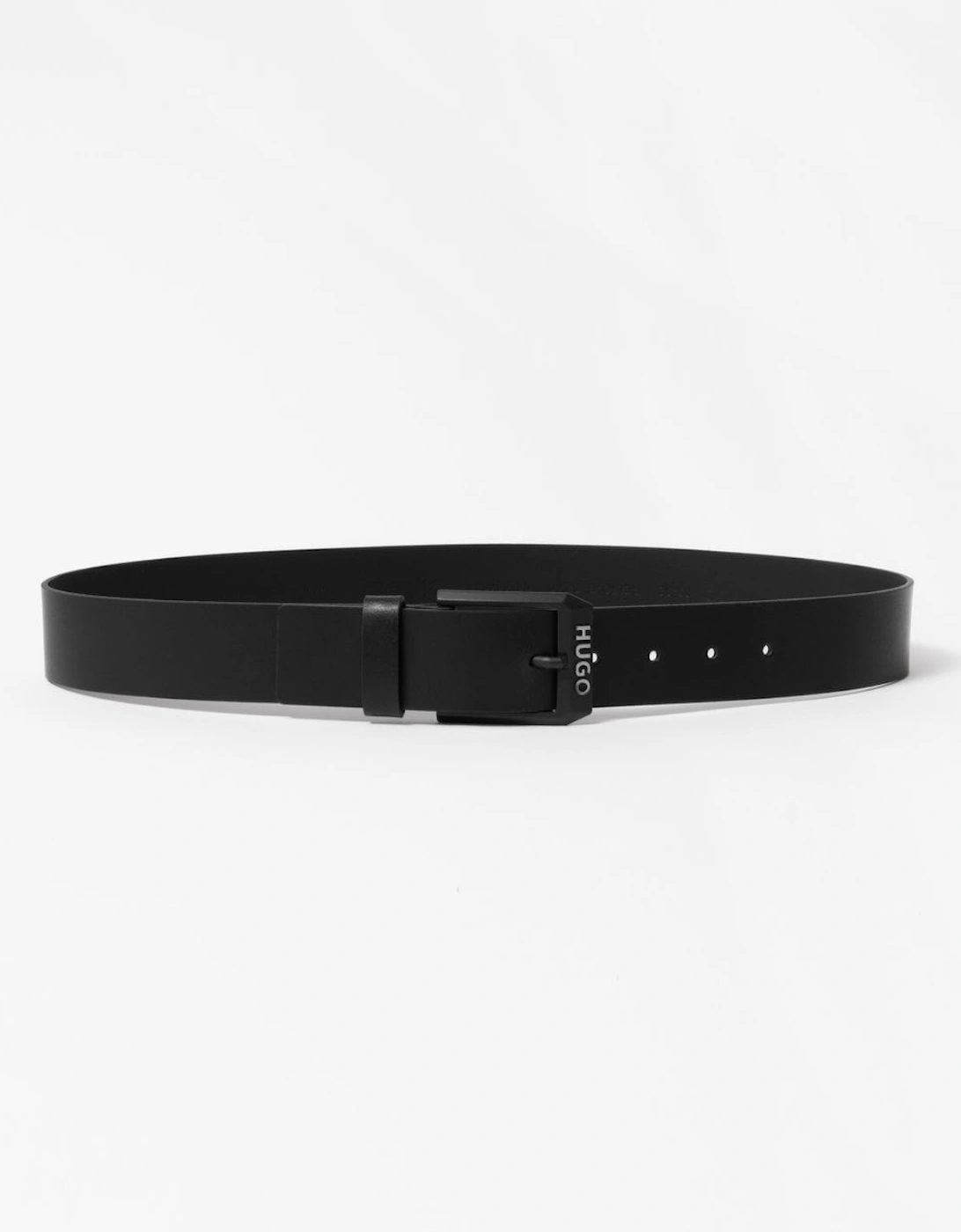 HUGO Gelio-B Mens Leather Belt with Matte-Black Logo Trim Buckle, 5 of 4
