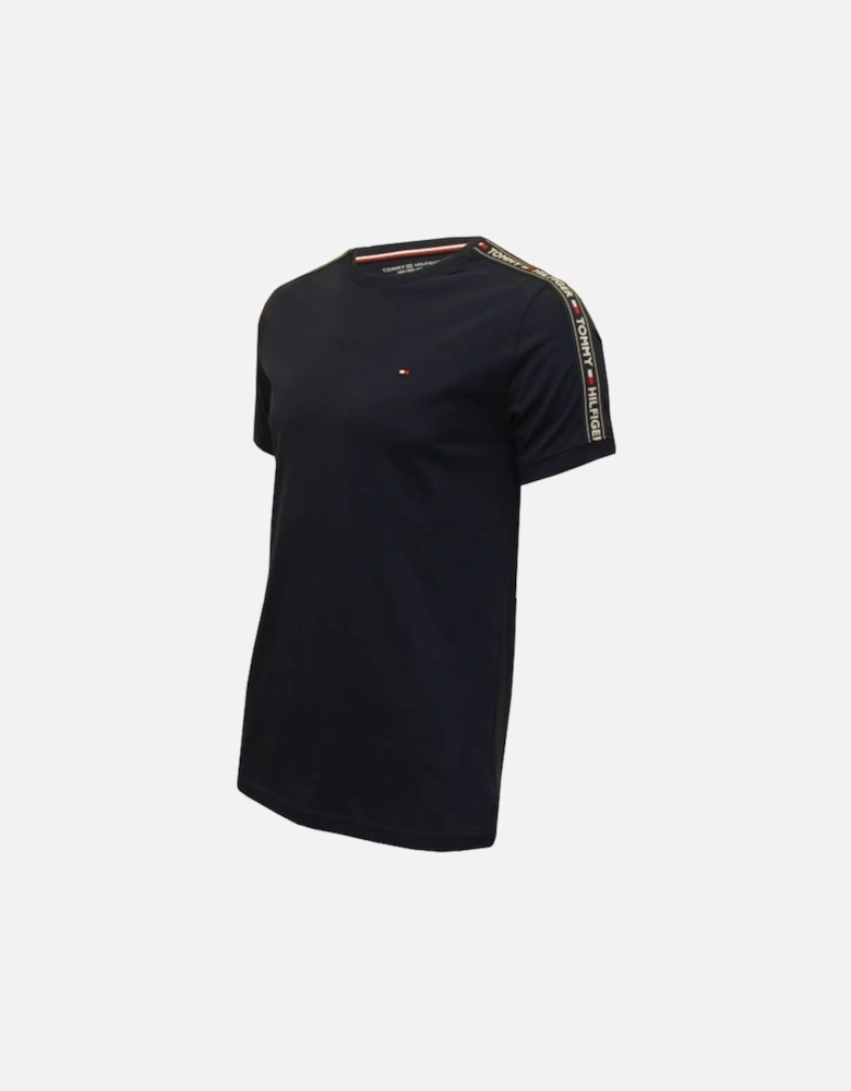 Logo Sleeve Crew-Neck Organic Cotton T-Shirt, Navy
