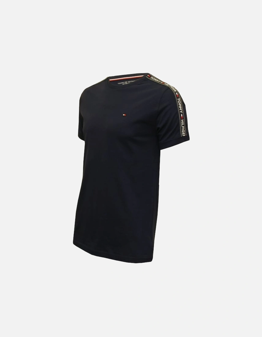 Logo Sleeve Crew-Neck Organic Cotton T-Shirt, Navy