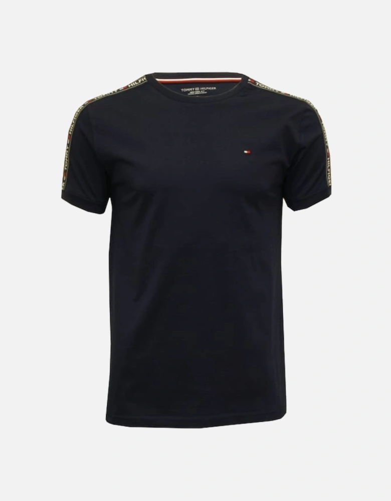 Logo Sleeve Crew-Neck Organic Cotton T-Shirt, Navy